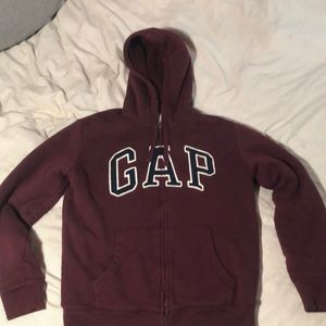 Maroon Gap Factory Jacket with fur inside jacket and sleeve Xs
